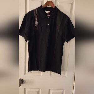 Alexander McQueen Black Polo with Red Accent